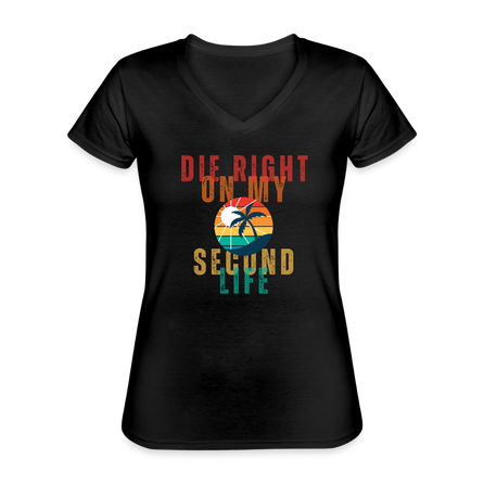 Women's "On My Second Life" Christian Sunlover V-Neck Shirt - white