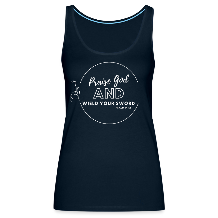 Women's "Praise God " Christian Tank Top - deep navy