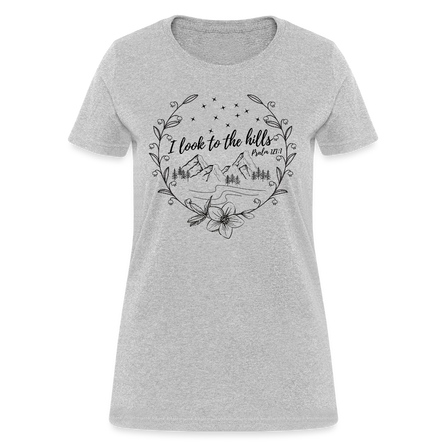Women's "Look to the Hills" Christian Shirt - heather gray