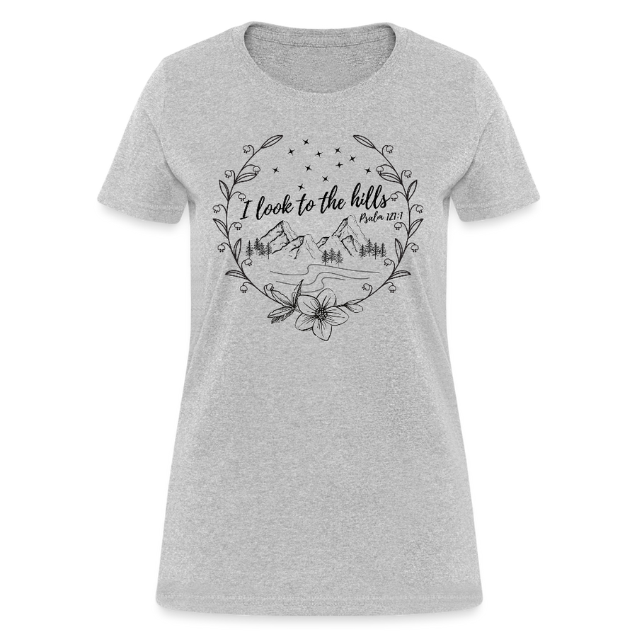Women's "Look to the Hills" Christian Shirt - heather gray